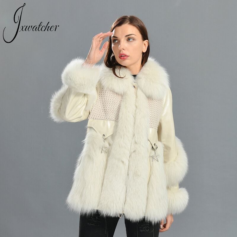 Jxwatcher inverno vera pelliccia di volpe cappotto 2022 nuovo arrivo autunno giacca in vera pelle moda donna maniche lunghe capispalla calda