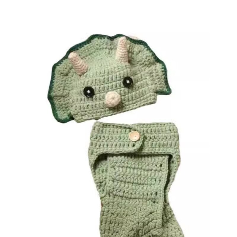 Costume tricoté au Crochet pour nouveau-nés, pantalon chapeau assorti, 2 pièces, pour Photos bébé