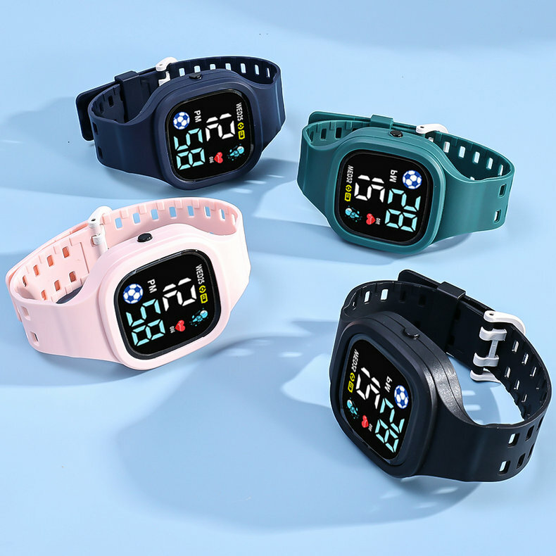 Jam tangan pintar anak laki-laki perempuan, jam tangan pintar anak tahan air tali Digital LED olahraga hadiah siswa