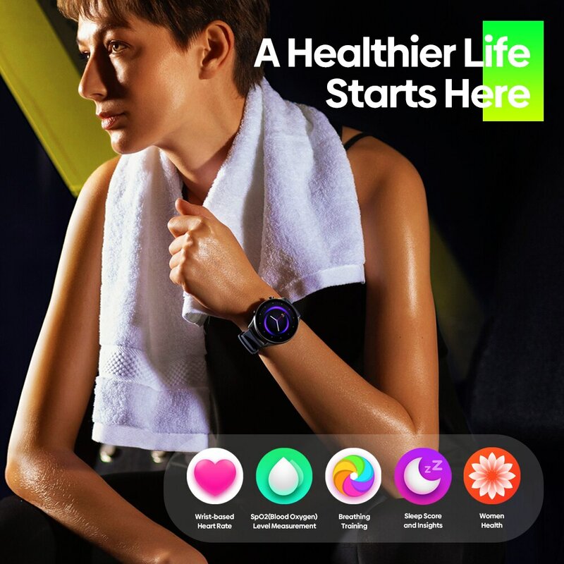 Смарт-часы Zeblaze Btalk 2 Lite с голосовым вызовом, большой дисплей 1,39 HD, монитор здоровья 24 часа, умные часы с режимами тренировки 100 +