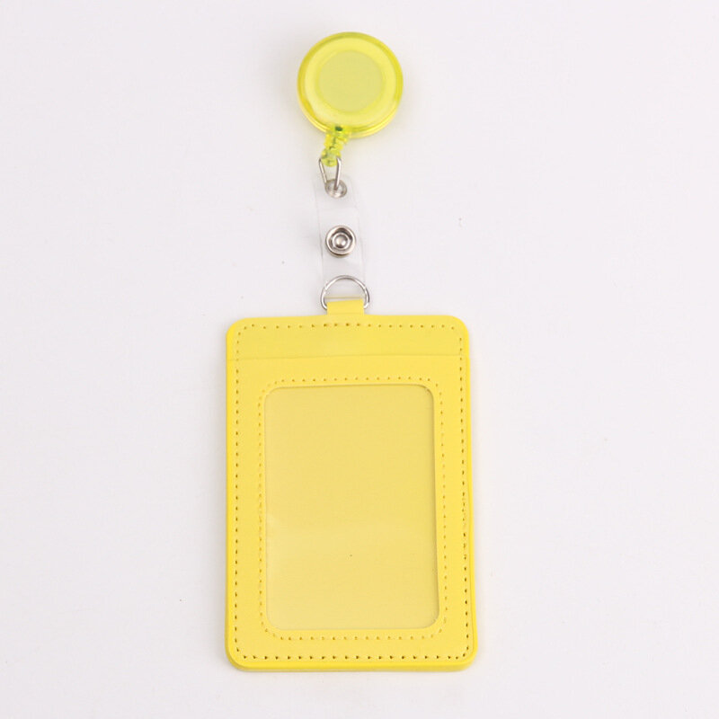 PU Leather Working Permit Case ID Tag Work Pass Bus Card Sleeve Cover ID Badge Holder Badge Reel Card Clips