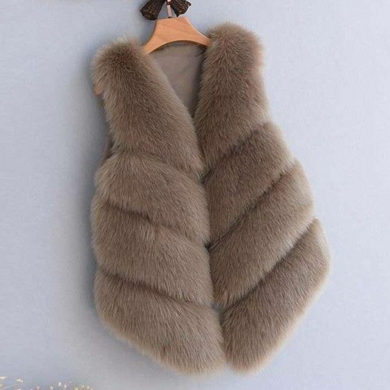 2024 Autumn Winter Faux Fox Fur Female Vest Mid Length Slim Fit Fashion Women's Wear Tank Black Top Women's Coats New QY242
