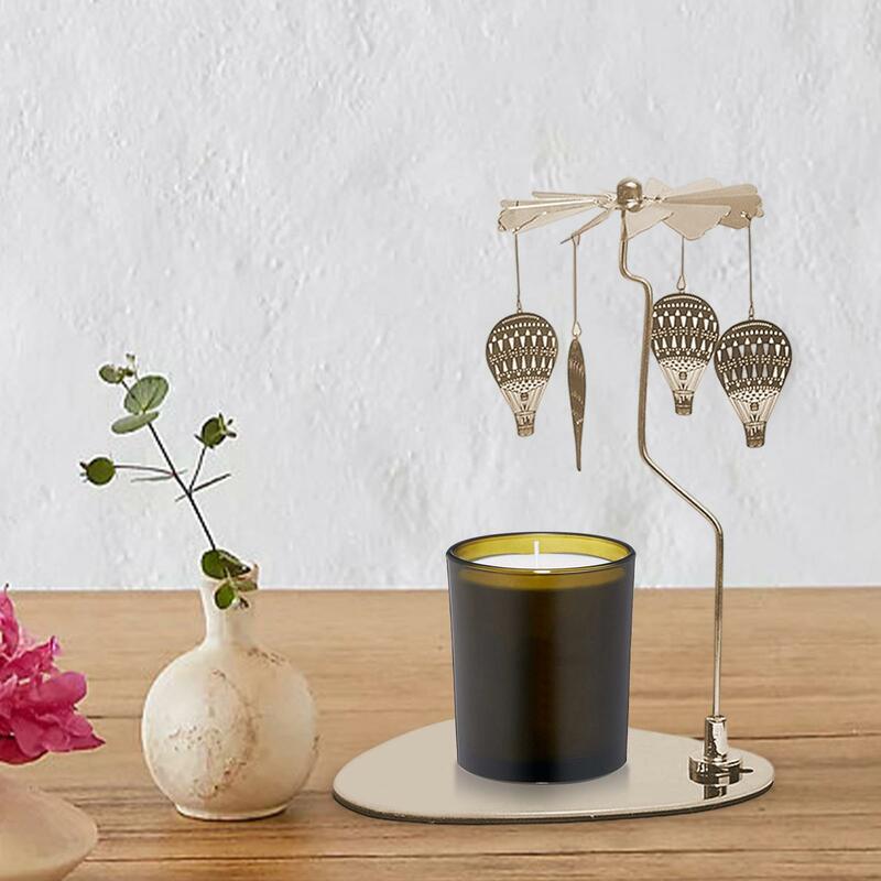 Romantico portacandele rotante candeliere per la decorazione del Festival delle feste nappe di piume