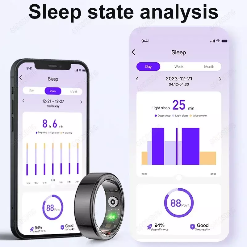 New Smart Ring Heart Monitoring Sleep Analysis Pedometer Fitness Tracking All-Day Monitoring Health Tracking App IP68 Waterproof