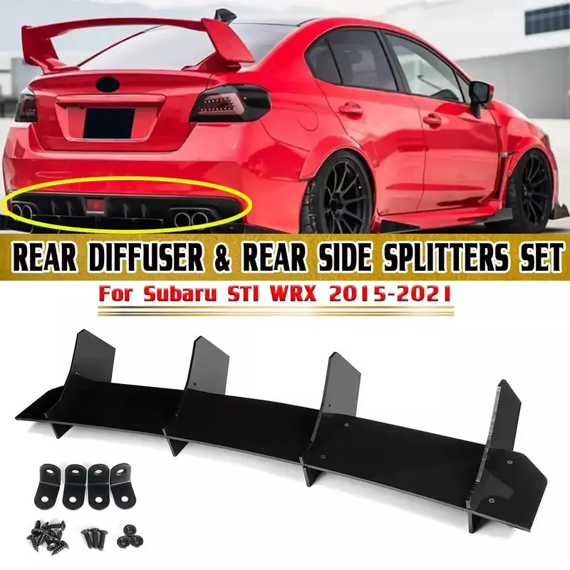 Diffusore paraurti posteriore per auto di alta qualità Set di divisori laterali posteriori per Subaru STI WRX 2015-2021 Kit corpo labbro diffusore paraurti posteriore