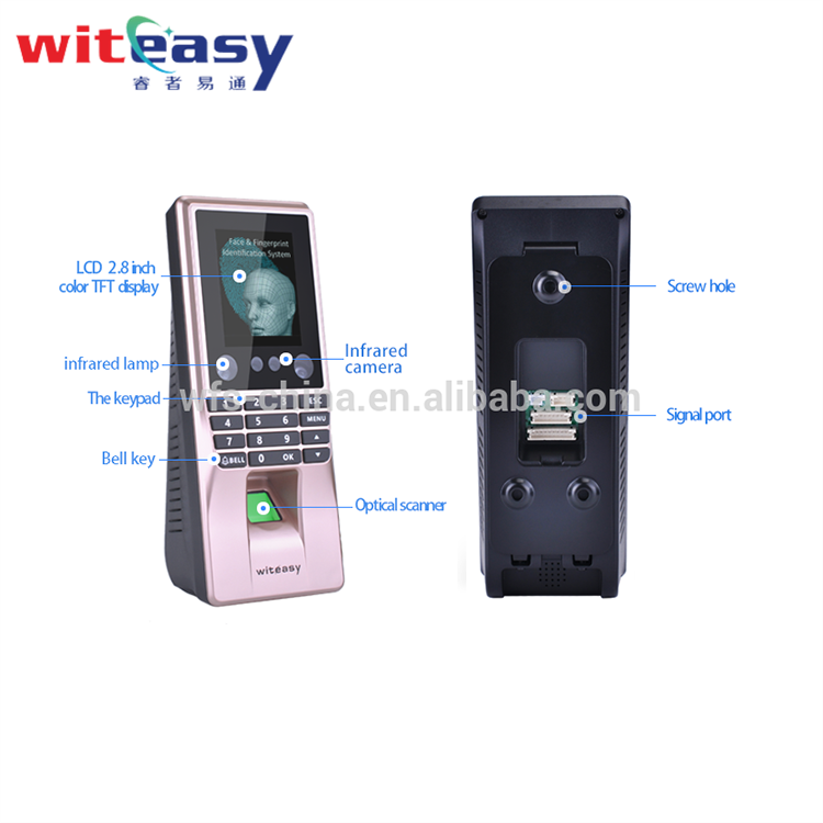 Face e Fingerprint Recognition Access Control Machine, WiFi, Reconhecimento Facial, Porta Acessórios, M10, China Atacado