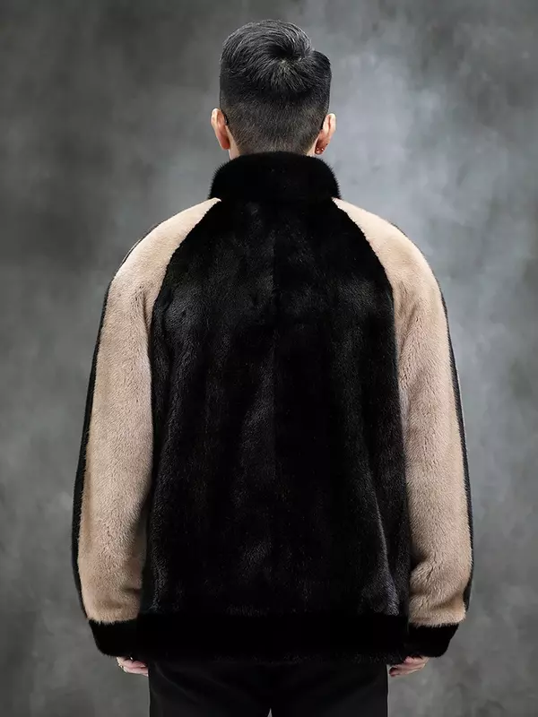Ayunsue vison real casaco de pele de inverno jaqueta de luxo dos homens casaco de pele casual morno de vison casacos e casacos sobretudo masculino sgg919
