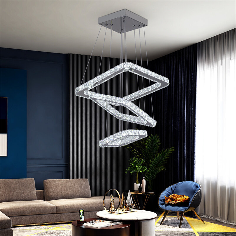 Modern K9 Crystal Chandeliers Pendant Lights Living Room Kitchen Decoration Led Elegant Ceiling Lamps Hanging Luminaire Fixtures