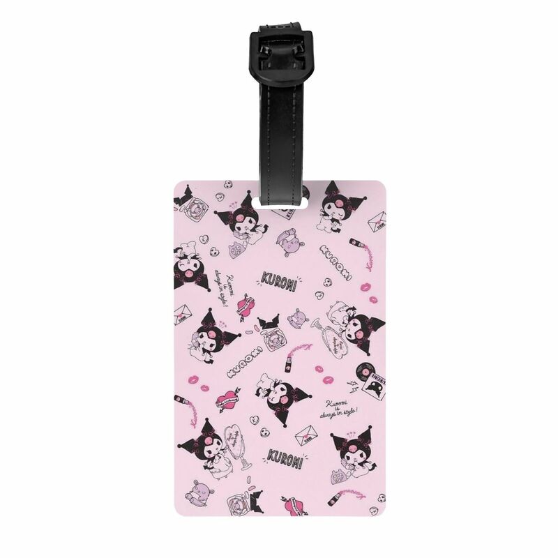 Pink Kuromi Cartoon Luggage Tag for Suitcase Privacy Cover ID Label