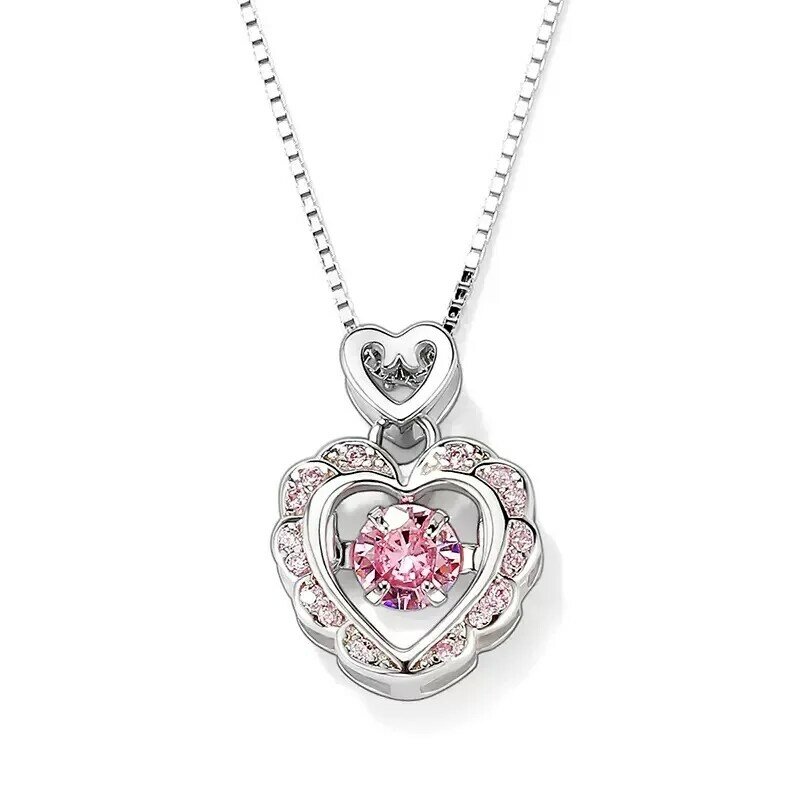 Neue Liebe herzförmige Anhänger Halskette weibliches Herz schlagen echte 925 Sterling Silber Halskette für Frauen Bankett