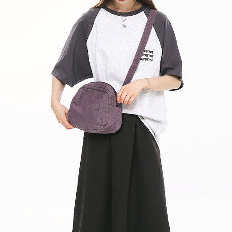 Tas selempang bahu tunggal wanita, kantung Messenger jinjing kanvas Vintage sederhana modis serbaguna