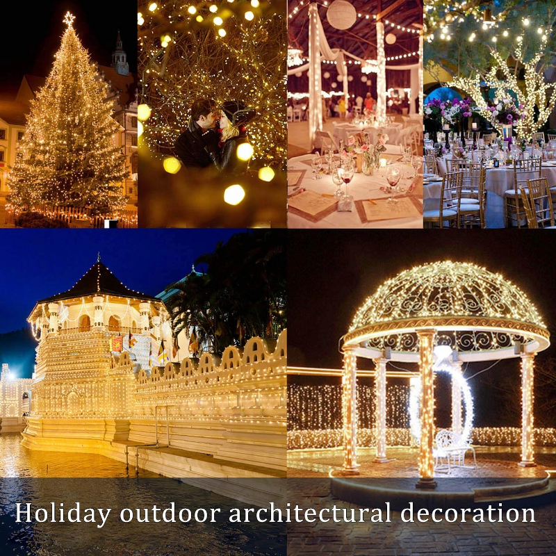 Impermeável Solar LED Light, Lâmpada ao ar livre Festoon, Jardim Fairy Light String, Decoração de Natal, 42M400LED