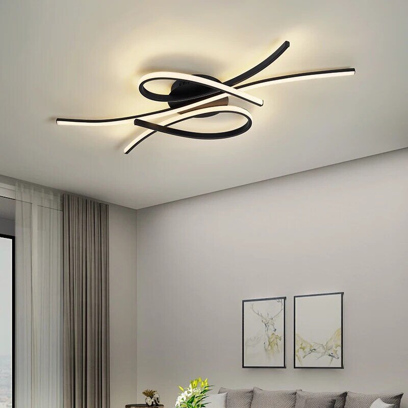 Lustre moderno de teto LED, luminárias preto e dourado, Quarto, corredor, vestíbulo, sala de estar, sala de jantar, 110-220V, novo