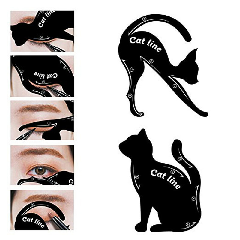 2 Pieces Plastic Woman Eyeliner Eyeshadow Template Animal Shape Portable Adjustable Stencils Indoor Shaper Tools