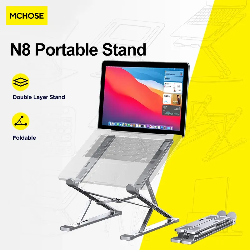 MC N8 NIEUWE Verstelbare Laptop Stand Aluminium voor Macbook Tablet Notebook Stand Tafel Cooling Pad Opvouwbare Laptop Houder: