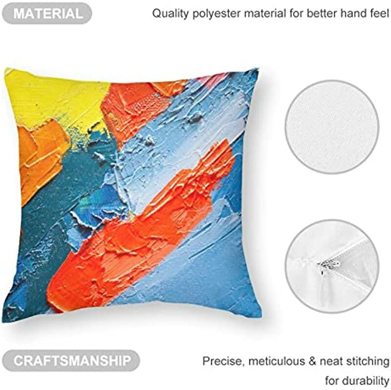 Taie d'oreiller en polyester, taies d'oreiller carrées décoratives à la mode pour canapé-lit, bleu et jaune abstremberg