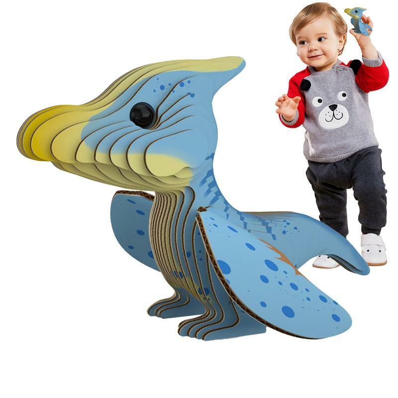 Puzzle Dinosaur 3D Paper para crianças, montessori, animais, blocos de construção, aprendizagem, bricolage, quebra-cabeças, modelo, brinquedo para meninos e meninas, 6 +