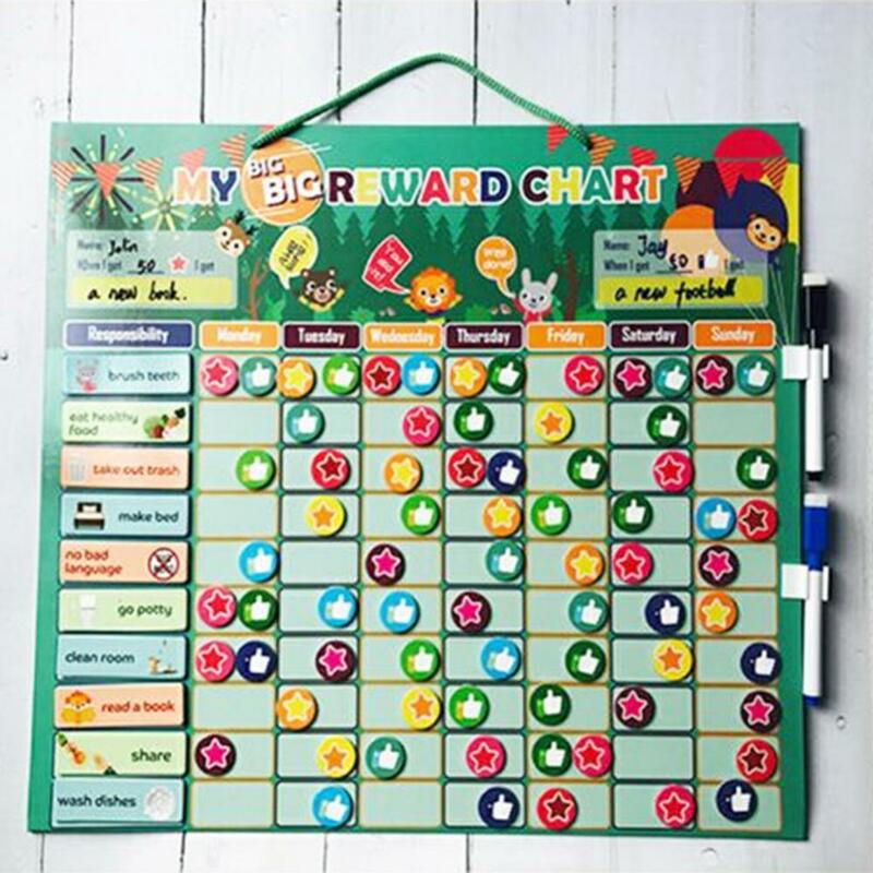 Magnetic Reward Behavior Chores Chart Board Educational Table Calendar Kids Toy