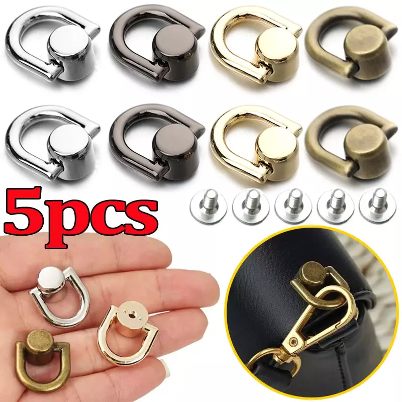 1-5Pcs Screwback Screw Rivet Stud Silver Round Head Nail with Pull Ring DIY Removable Pendant Parts Leather Craft Clothes Bags