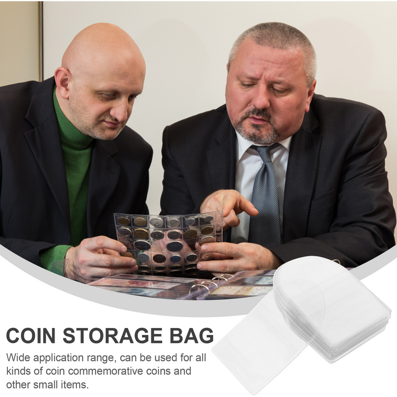 Transparente PVC Money Bags Coleção, Badge Coin Storage Pieces, Portable Pouch Packing Pouches, Moeda Container, 40 Pcs