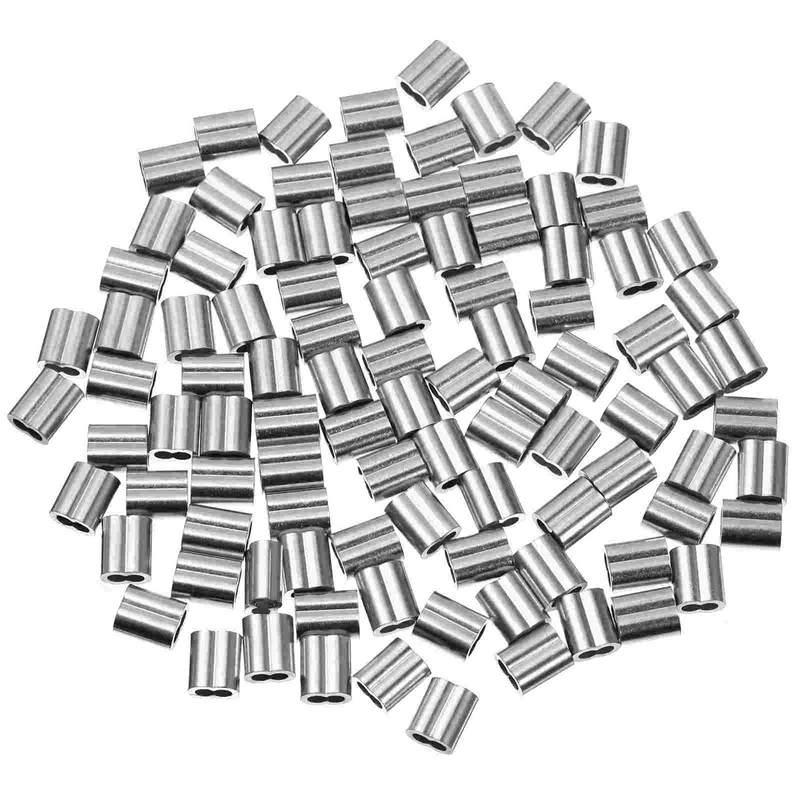 8 자형 알루미늄 철사 크림프, 와이어 관리 액세서리 (실버), 100 개