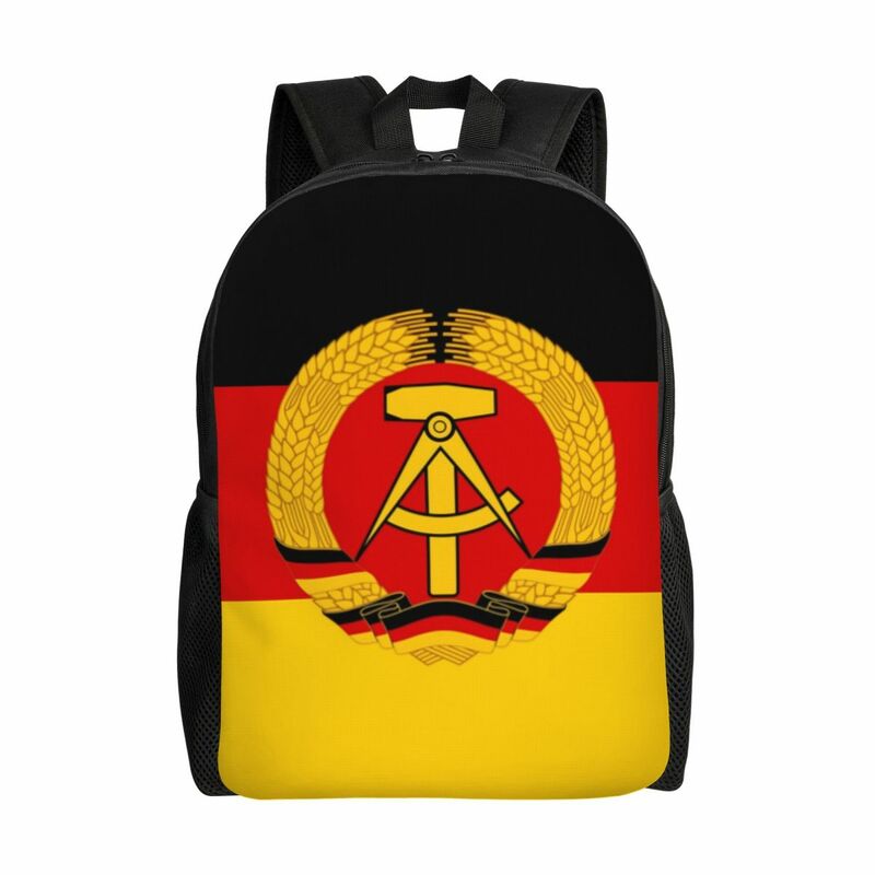 Mochila personalizada con bandera DDR para hombre y mujer, bolsa de libros informal para estudiantes universitarios