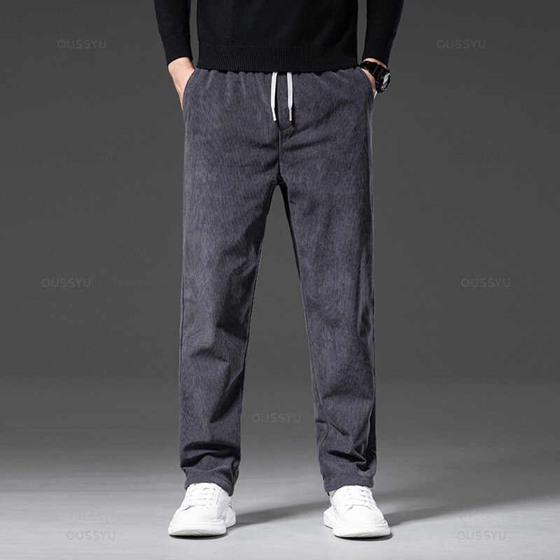 Pantalones de pana con cordón para hombre, pantalón informal, holgado, con cintura elástica, estilo coreano, para las cuatro estaciones, de gran tamaño, M-5XL