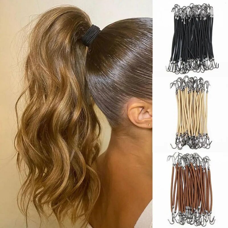 5 buah trendi kait ganda pita rambut karet sangat elastis dirancang ikat rambut poni hiasan kepala Aksesori Wanita