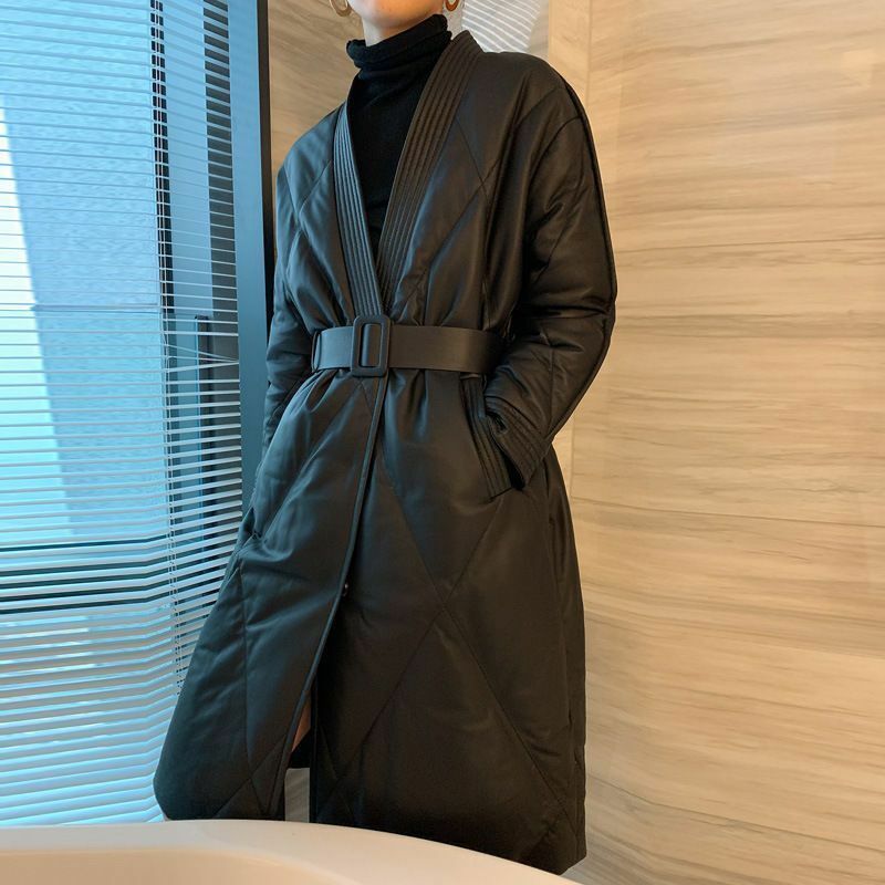 Winter Leather Women Suit Blazer Ladies Formal Black Belt Business Work Wear Autumn Warm Office Lady Jacket Coat