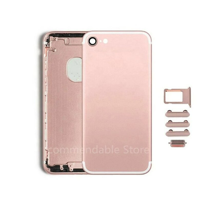 Per iPhone 7 custodia posteriore coperchio porta batteria telaio centrale corpo carcasse telaio con logo + con pulsanti laterali + vassoio SIM