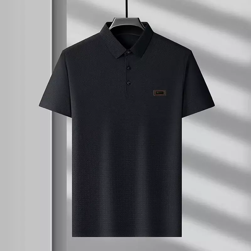 Kaus Polo serbaguna pria, produk baru bisnis kasual warna Solid musim panas
