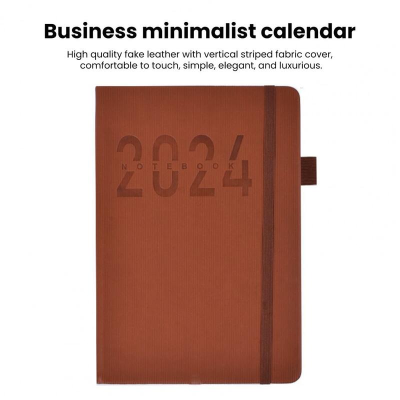 Perencana warna Solid 2024 perencana kulit imitasi Hardcover warna-warni bulanan indeks elegan jurnal perlengkapan siswa
