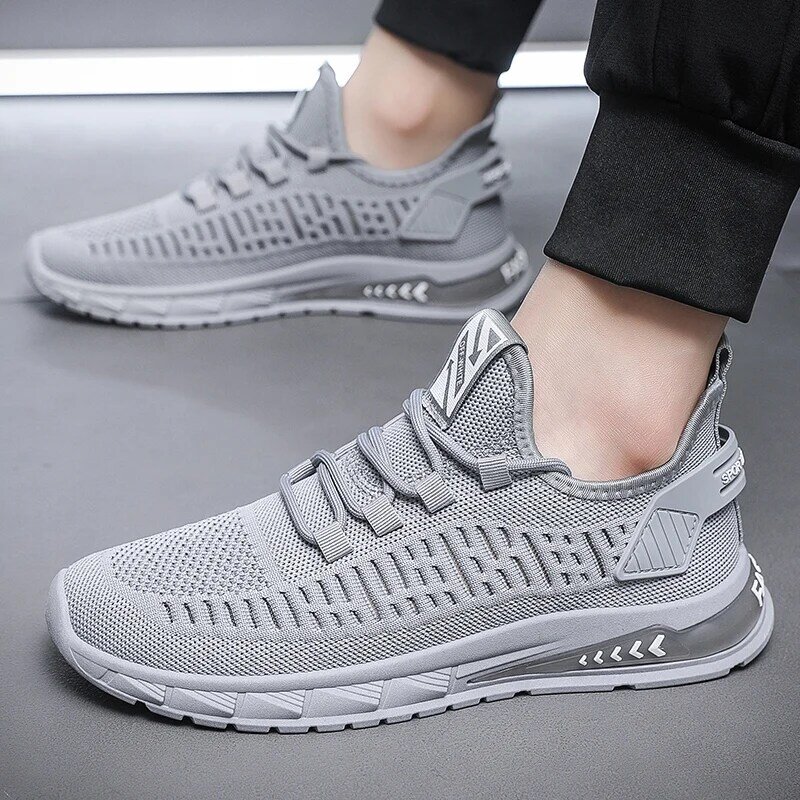 Men's Shoes 2023 New Summer Breathable Male Casual Shoes Soft Bottom Fly Woven Men's Sneakers Hollow Mesh Running Shoes Tenis