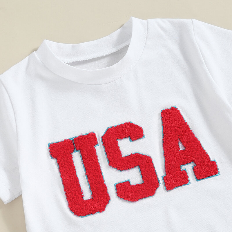 2024-03-27 lioraitiin Детская летняя футболка для девочек с вышивкой 4 июля с буквами и звездами, комплект с тюлевой юбкой