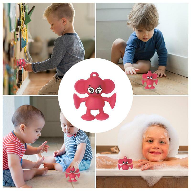 Morbido Silicone Building Blocks giocattolo a forma di animale giocattolo di aspirazione per bambini rilascio di Stress gioco interattivo genitore-figlio ventosa giocattolo da bagno