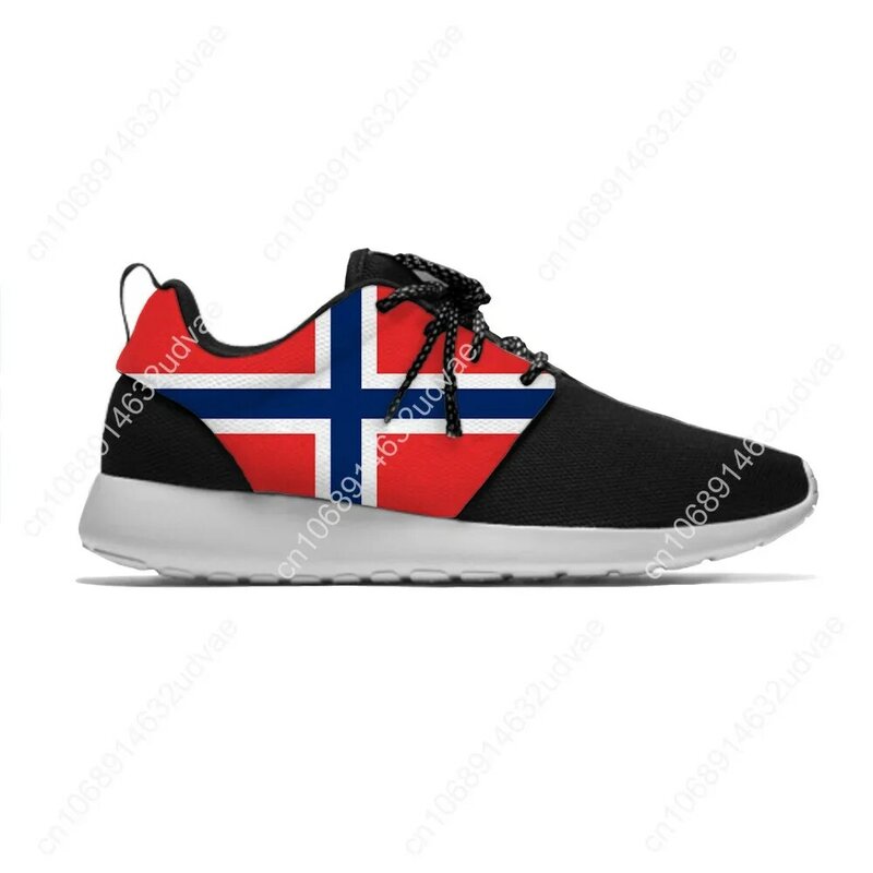 Sepatu olahraga lucu bendera Norwegia NOREG populer musim panas sepatu lari sejuk kasual klasik Sneakers pria wanita ringan