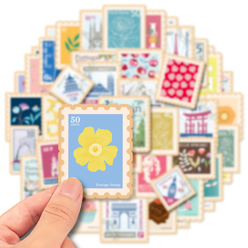50pcs Old School Stamp Stickers New Arrival Art Envelopes Stamp Stickers Scrapbooking DIY Decorative Stickers
