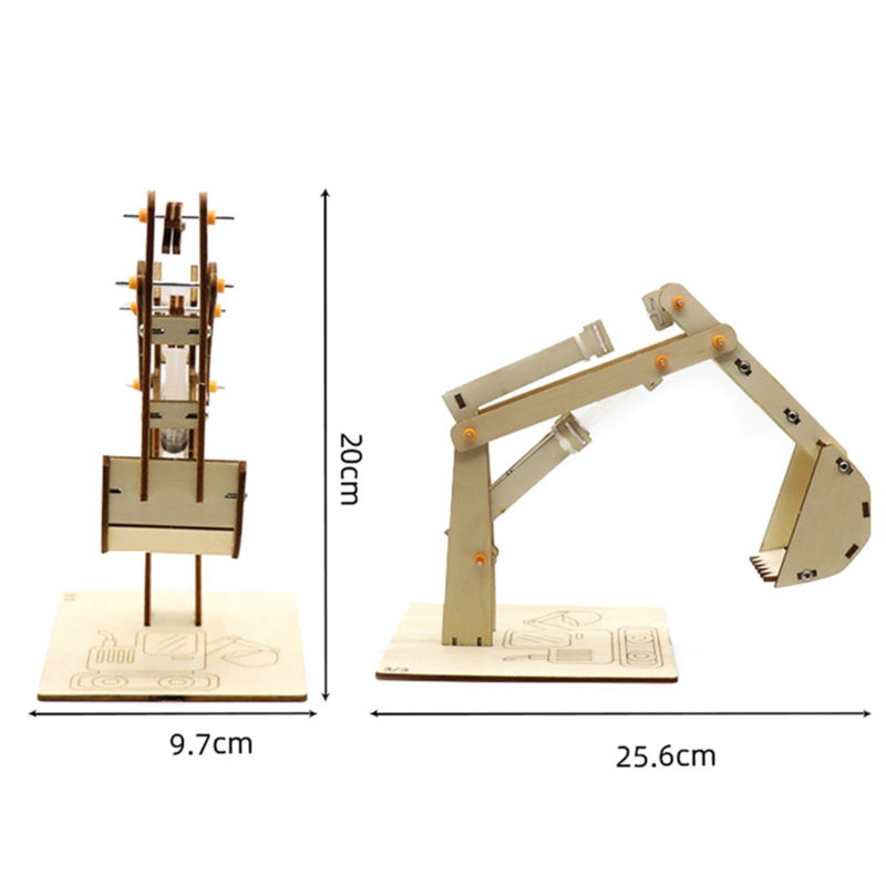 Hydraulic Excavator DIY Student Science and Technology Wooden Science and Education Toys Model Science Experiment Toys