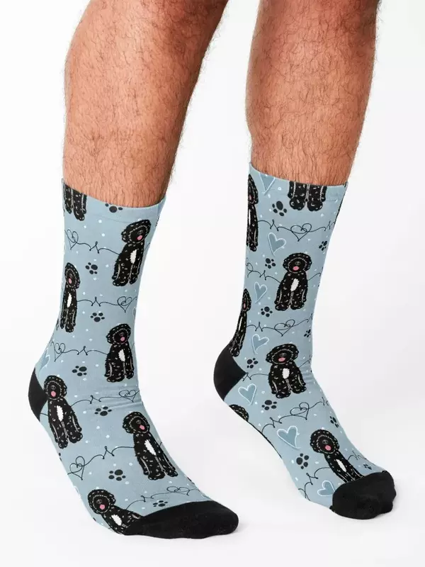 Love Black White Portuguese Water Dog Socks golf crazy christmass gift Girl'S Socks Men's