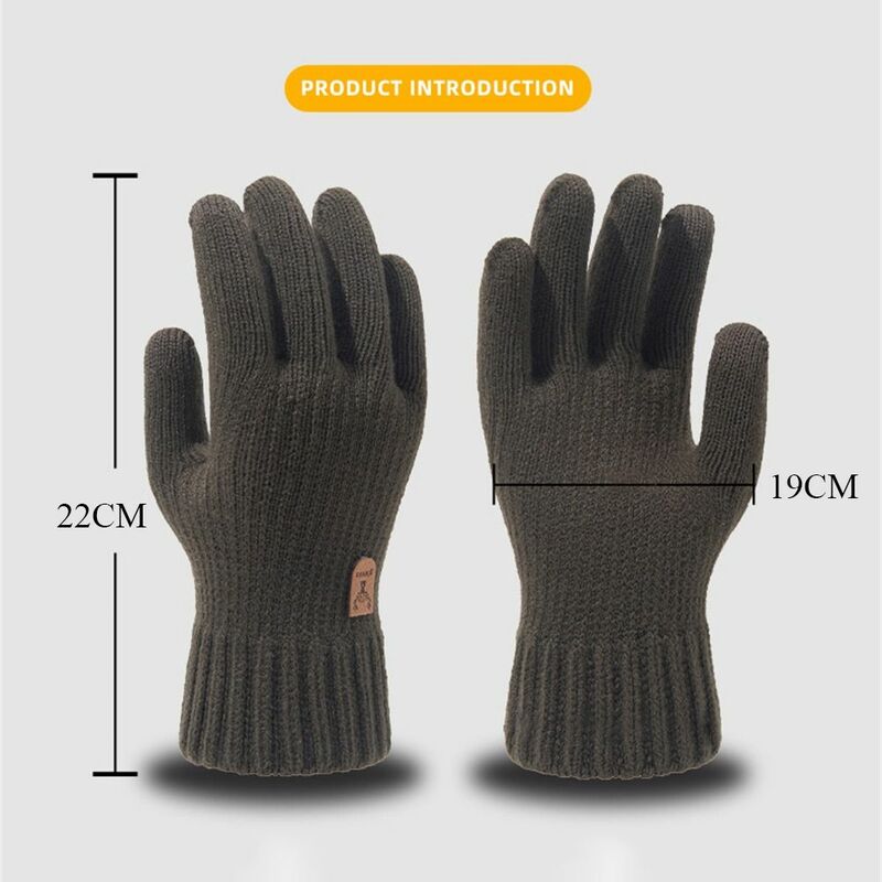 男性用の厚手のニットグローブ、防風、防寒、タッチスクリーンミトン、ウール、日常、すべての指、秋、冬