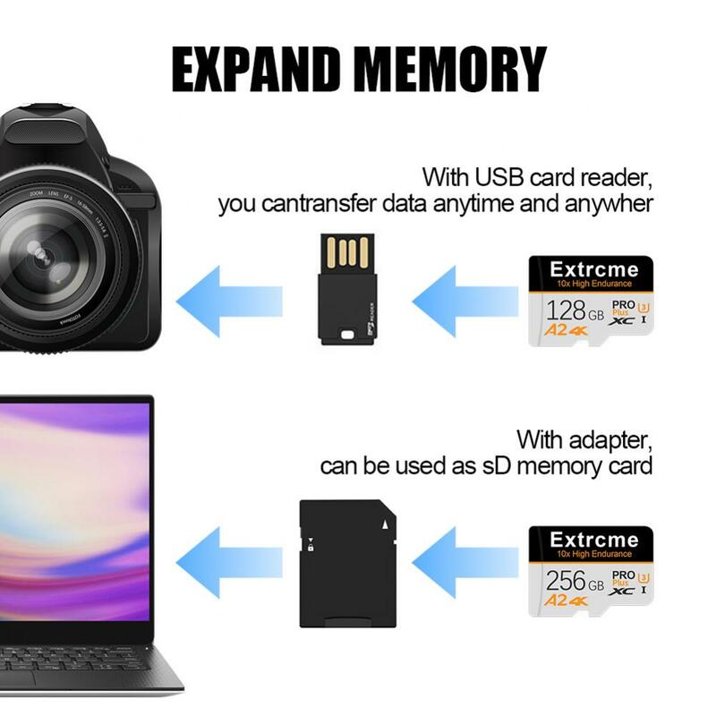 정품 마이크로 카드, 고속 TF 카드, SD 메모리 카드, 전화 보안 보호 플래시 카드, 카드 리더기 제공, 32GB, 128GB