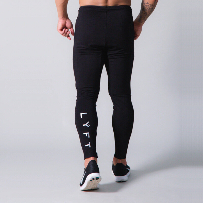 2024 new fitness brothers fitness autumn winter men's pants sports casual tight pants men's fashion lightweight foot pants