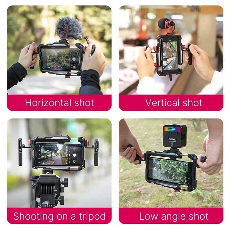 ルanzi-携帯電話,ビデオケージ,vlogプラットフォーム,5.4インチから6.7インチ,iphone x 11,12,13,14 pro,max,android,写真用のlinoスマートフォンケージ