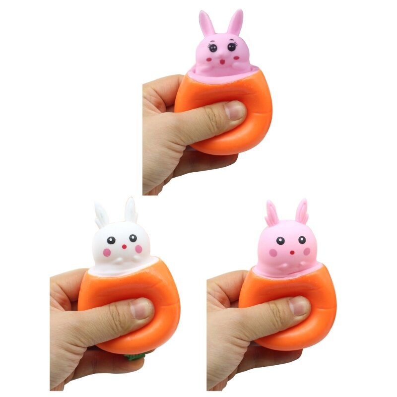 TPR Cenoura Stress Reliever Jumping-Out Squeezable Rabbit Toy para Autismo