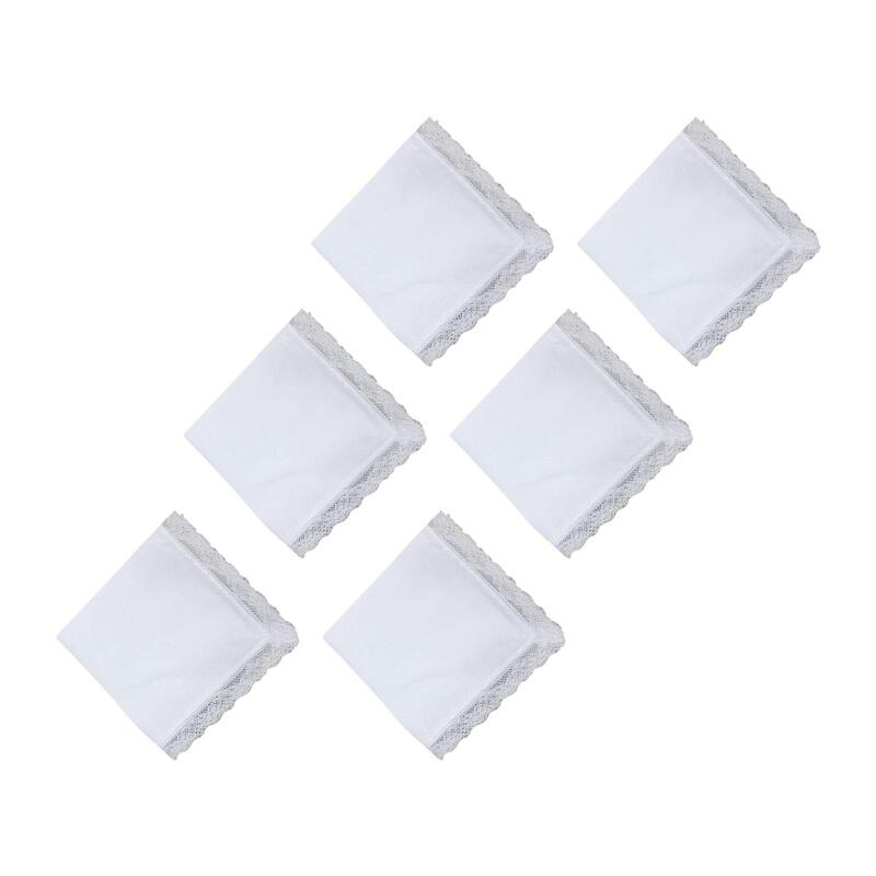 6 Pieces Pure White Cotton Handkerchief Men Bulk Reusable Washable Kerchiefs