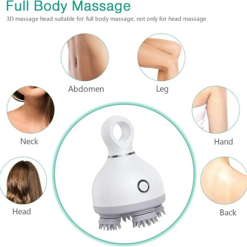 Elétrica Handheld Cabelo Scalp Massager com Amassar, portátil Cabeça Scratcher, Crescimento do cabelo, Clean Stress, Relaxe, 84Nodes