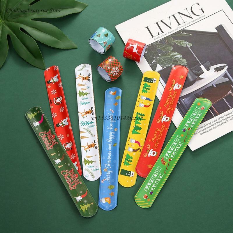 30 PCS Christmas Slap Bracelet Children for Chrismas Girls Accessories Funny Gifts Interactive Christmas Gifts Dropship