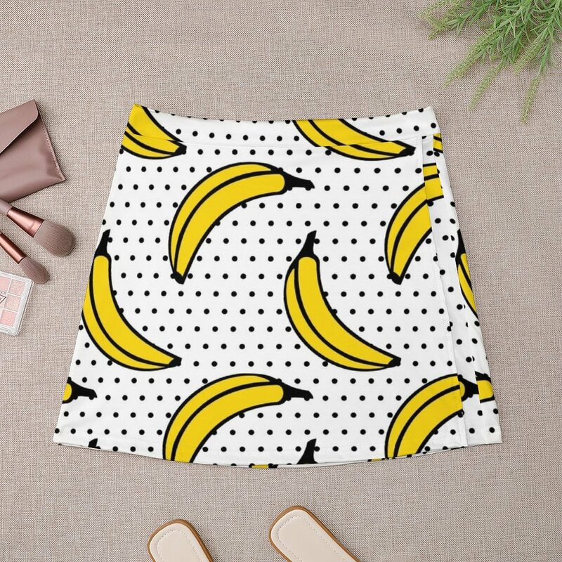 Nadruk z bananami Mini spódniczka w kropki spódnica letnia koreańska odzież