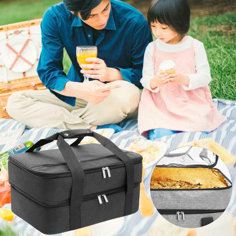 Expandable Casserole Carrier Expandable Insulated Lunch Bag with Zipper Closure for Office School Picnic Thermal for Parties