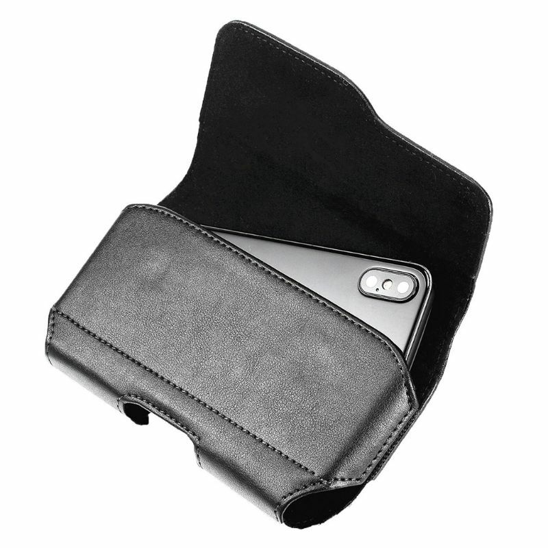 Cinto de couro horizontal para estojo coldre bolsa manga suporte para telefone para viagem masculina E74B